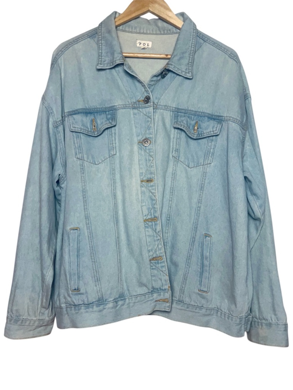 POL Light Wash Denim Jacket Size Large